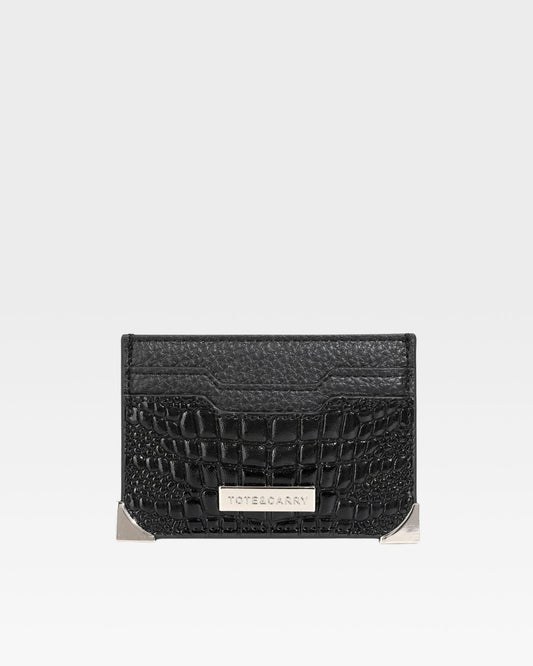 Croc Card Holder Wallet in Black